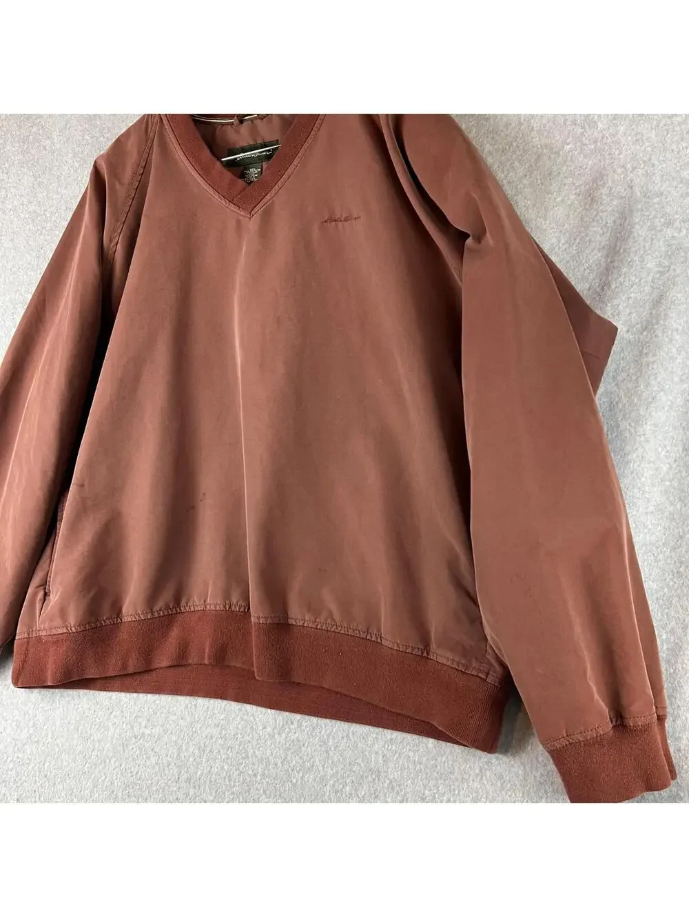 Eddie Bauer Golf Windbreaker Pullover V Neck Mens XLT Burgundy brown